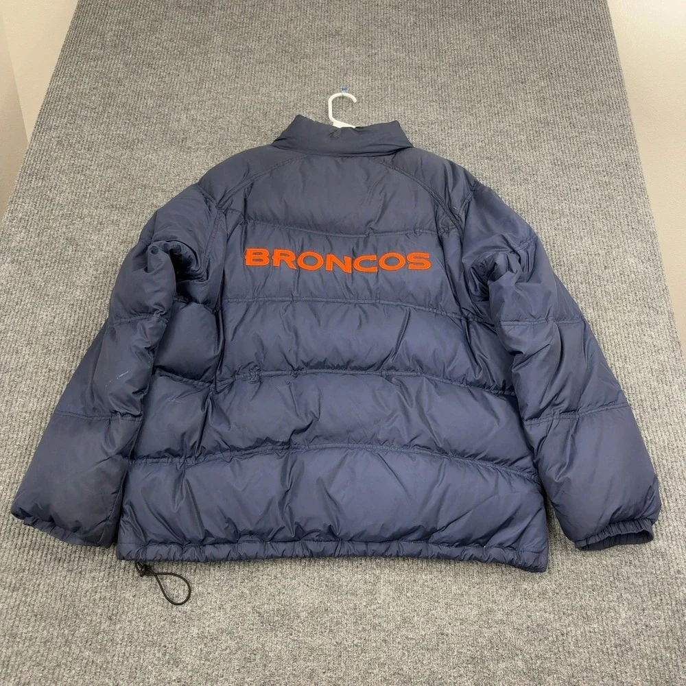 Denver Broncos Reebok Puffer Jacket Mens XL‎ Navy Down On Field Team Apparel